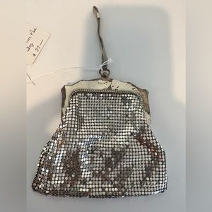 Vintage Whiting Davis Silver Mesh Purse Wristlet Bag - 1930's